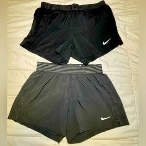 2 Nike Black and Gray Athletic Dri Fit Shorts Medium